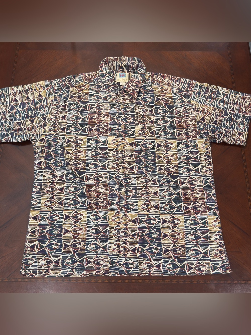 Kahala Aloha Shirt Short-Sleeve Button-Down Shirt - Fish Multicolor  100%cotton